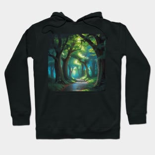 Serene Empty Bike Path in a Lovely Oak Woodland Hoodie